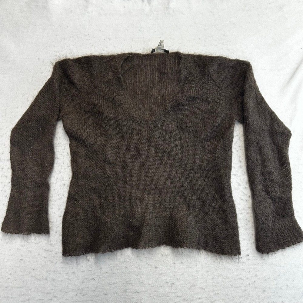 Rudsak Collection V-Neck Sweater Womens Large Brown Mohair Blend Long Sleeve
